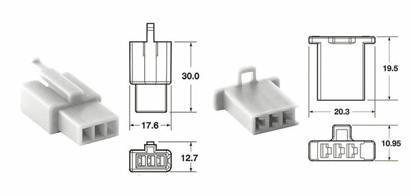BiHR 3-pluggs connectoren Set connectoren 110 ml OE Type Ø0,5 mm²/0,85 mm²-5 sets-110 ml.3p