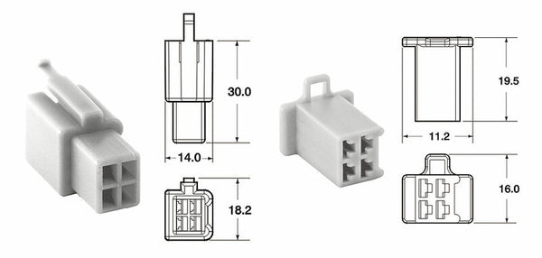 BiHR 4-pluggs connectoren Set connectoren 110 ml OE Type Ø0,5 mm²/0,85 mm²-5 sets-110 ml.4p