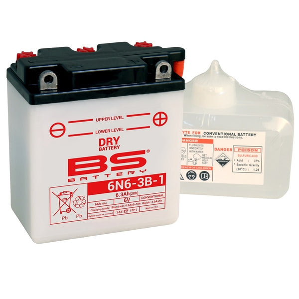 BS Battery Conventional Battery with Acid Pack - 6N6-3B-1 