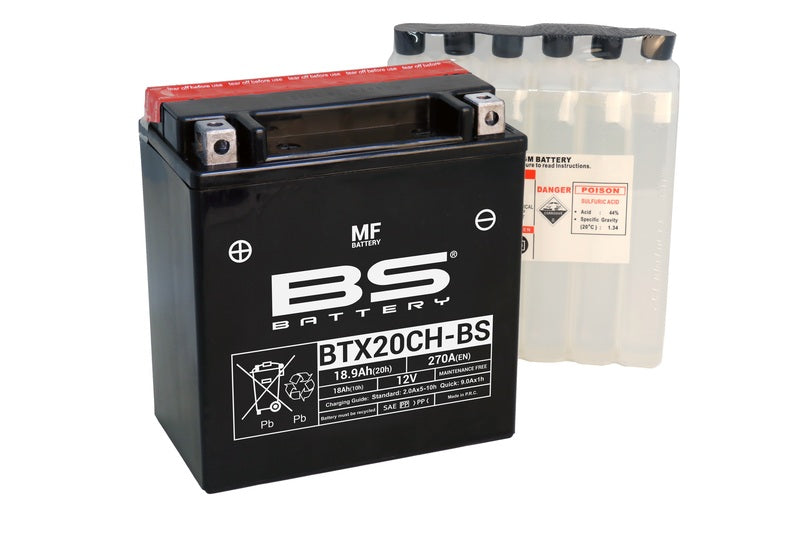 BS BATTERY BATTERY MAINTENANCE FREE WITH ACID Pack - BTX20CH -B