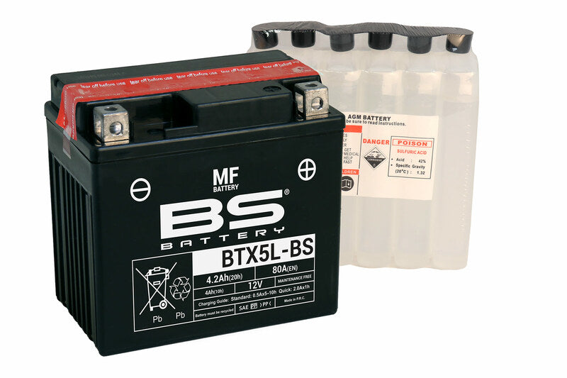 BS Battery Battery Maintenance Free met Acid Pack - BTX5L -B