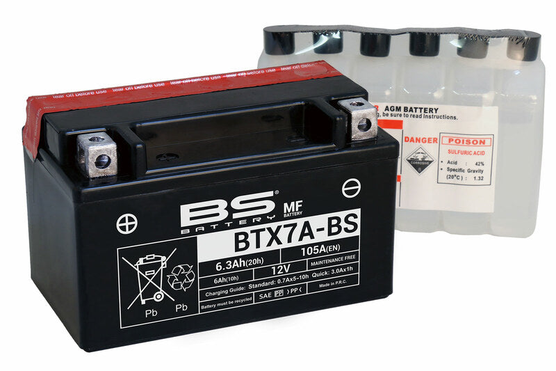 BS Battery Battery Maintenance Free met Acid Pack - Btx7a -B