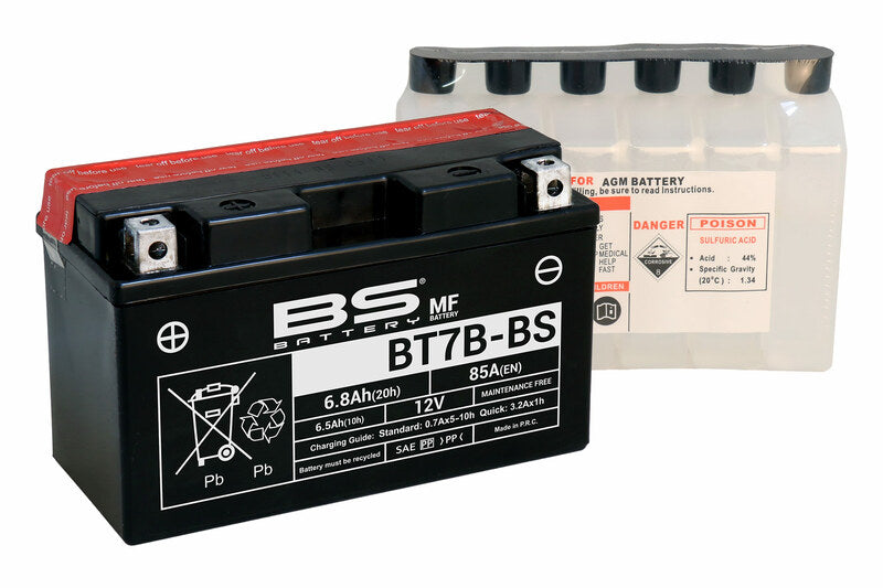 BS Battery Battery Maintenance Free met Acid Pack - Bt7b -B