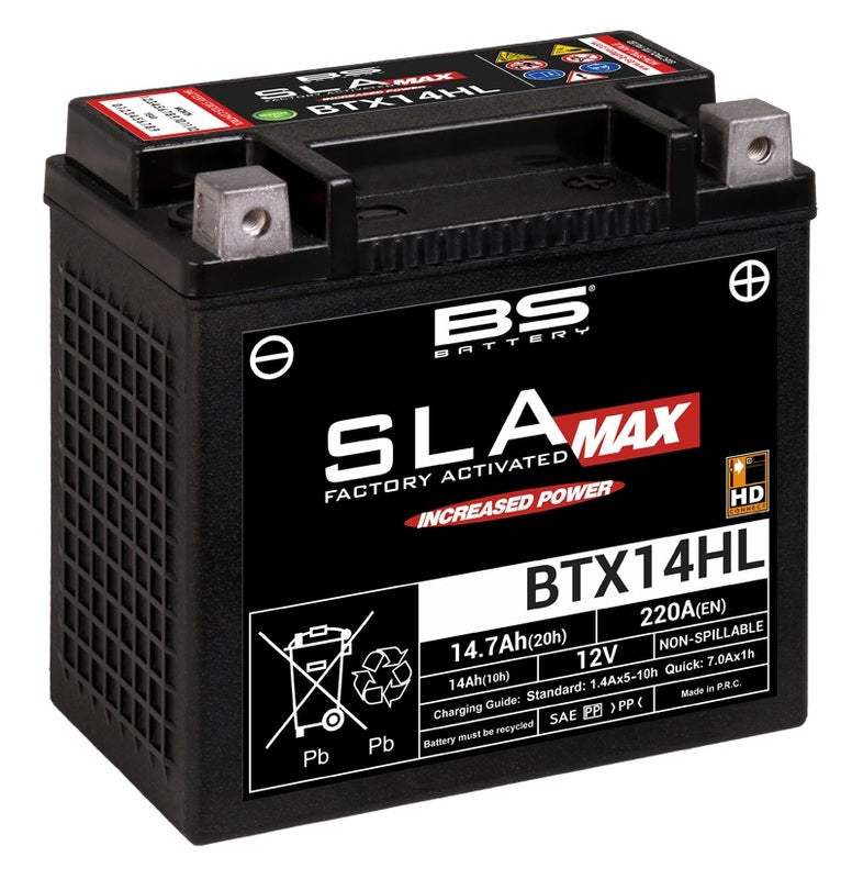 BS BATTERY SLA MAX BATTERY MAINTENANCE FREE FACTORY ACTIVATED - BTX14HL