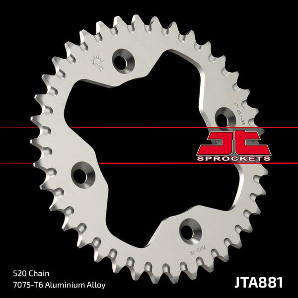 JT Sprock's Aluminum Ultra -Light Reaar Sprock 881 - 520 JTA881.38BLK