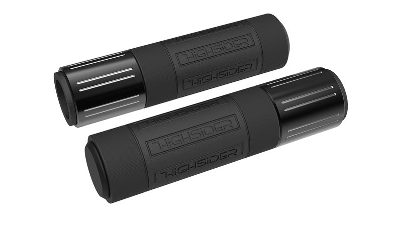 Highsider Conero stuurgreep rubber, 7/8 "(22,2 mm), 132 mm, zwart glanzend met gepolijste bels 315-055