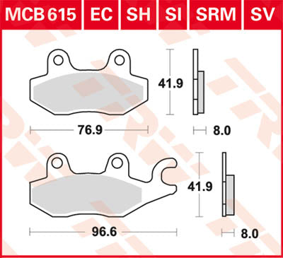 TRW BRAKE PAD TRW MCB615 MCB615