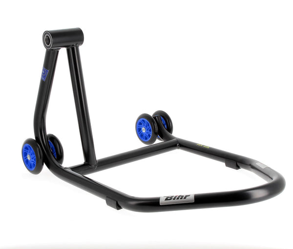 Bihr Home Track Left Single Arm Paddock Stand Matt Black Blue Wheelnull