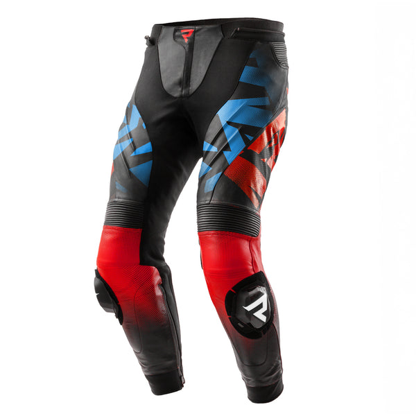 Rebelhorn Mc-Leather Pants Inferno zwart /rood /blauw