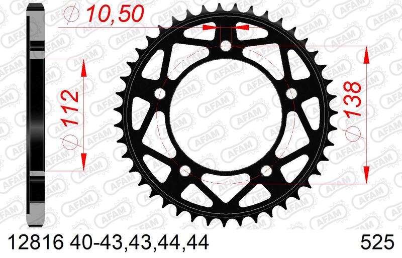 AFAM staal standaard achterste sprock 12816 - 525