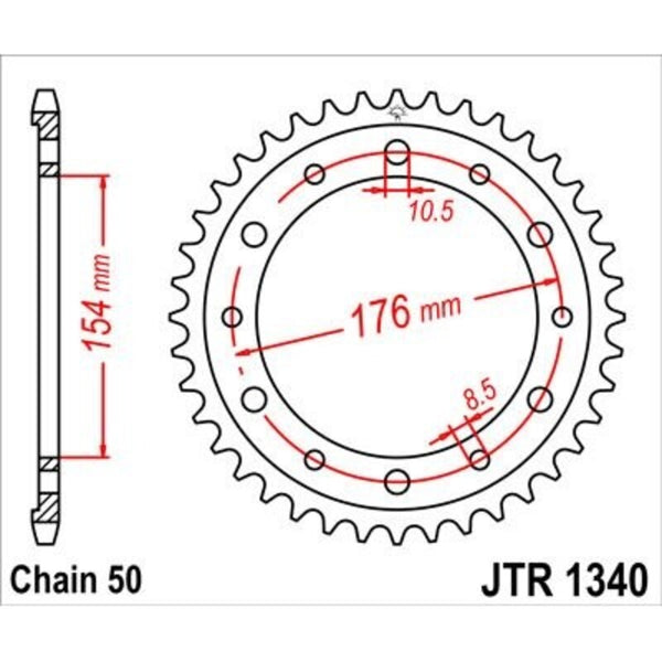 JT Sprockets Zink Standaard achter Sprock 1340 - 530 JTR1340.43ZBK