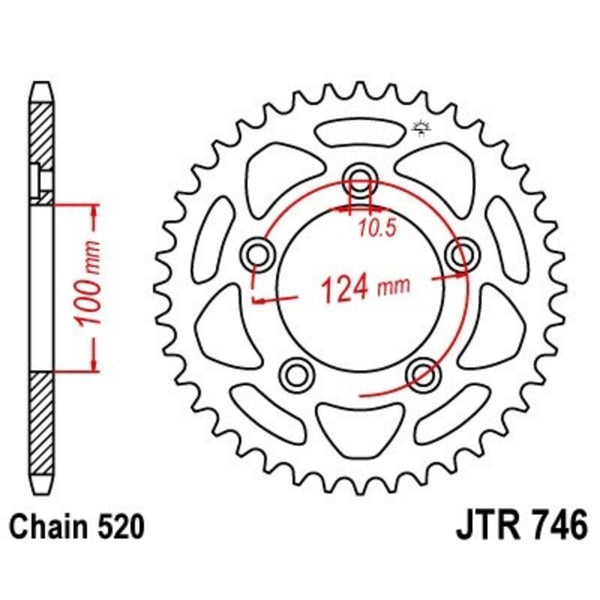 JT Sprock's Steel Standard Achter Sprock 746 - 520 JTR746.46