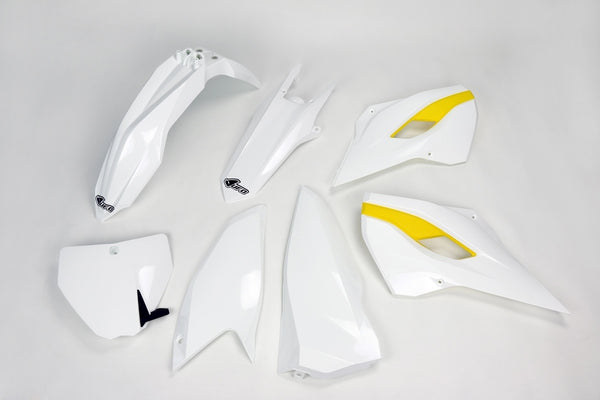 UFO Plastic Kit OEM -kleur (2014) Wit/gele Husqvarna Hukit613@999W