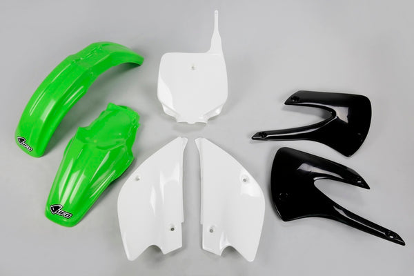 UFO Restyled Plastic Kit OEM -kleur (2010) Groene/witte Kawasaki KX85 Kakit214@999