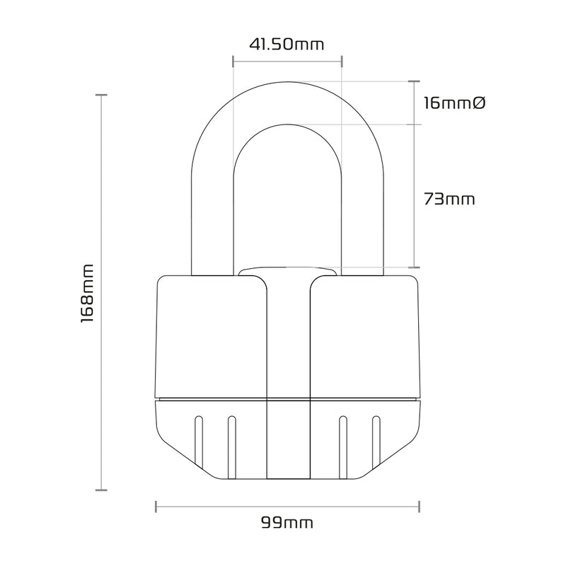 Oxford Boss Alarm Lock 16mm + ketting 12 mm x 2.0m LK482