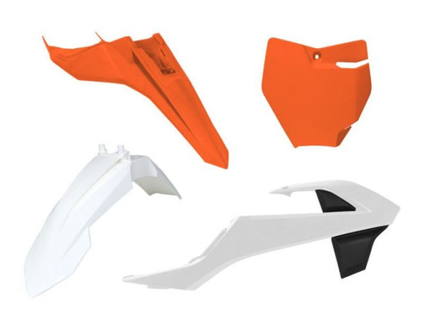Racetech Plastic Kit 4-Parts-Orange & White R-Kitktm-O23-500