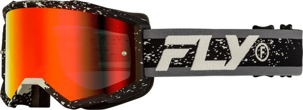 FLY Racing Zone Cross Goggles Black/Gray – Red Mirror/Smoke Tinted Lens 