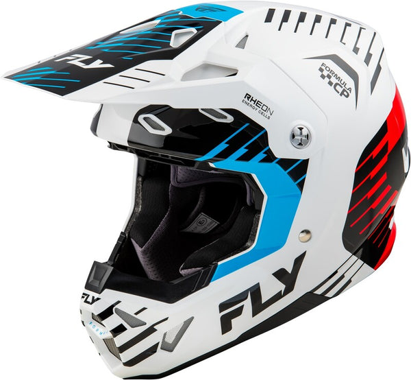 Escape racing formula cp slice helmet - white/red/cyan 73-0052s