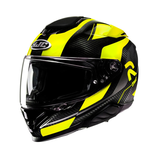 HJC Integral Mc-Hjälm RPHA 71 Carbon Hamil Svart/Flu med kolfibermaterial och fluorescerande detaljer för ökad synlighet.