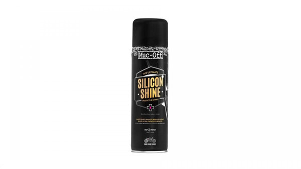 Muc-Off Motorcycle Silicone Shine 500ml sprayflaska för motorcykelvård. Perfekt för att skydda och ge glans till ytor.