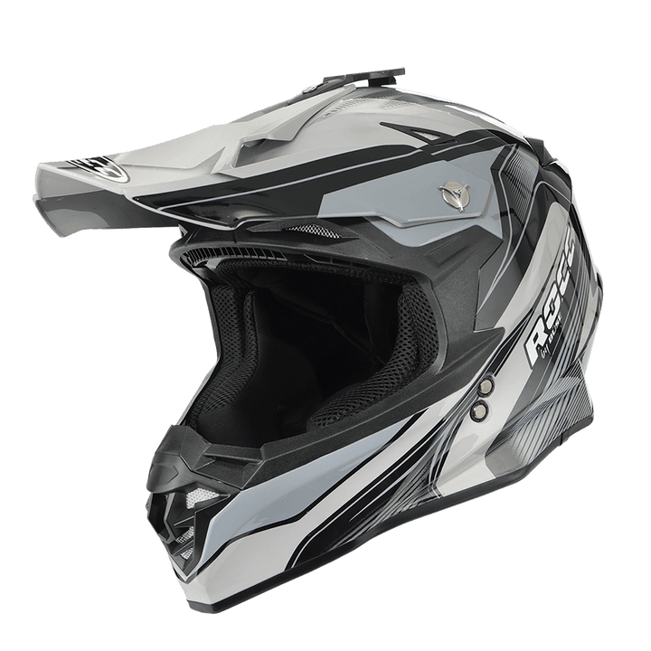 Rocc Cross MC-hjälm 713 i svart och silver med justerbar skärm och robust konstruktion. Passar både dam och herr.