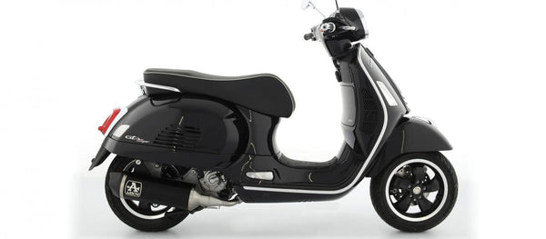 Vespa GTS 300 21 Homologed aluminium Dark Urban Silencer met koolstof endcap