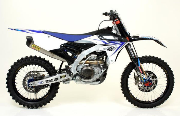 Yamaha YZ 450 F 14 MX Concurrentie Volledig systeem met trofee -silencer en koolstof eindkap