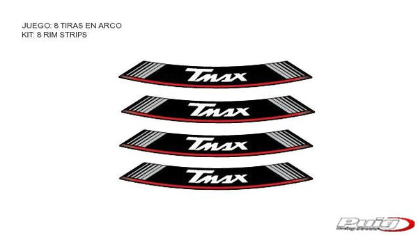 Kit 8 velg strips T-max c/zilver