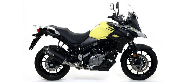 Suzuki V-Strom 650 17 Homologeerde aluminium Dark Race-Tech Silencer met koolstof eindkap voor pijlcollectoren