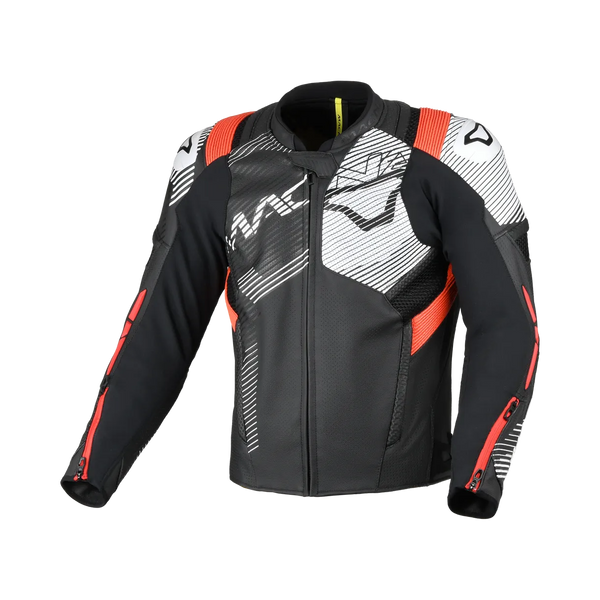 Macna lederen mc-jacket ontbranding zwart /rood