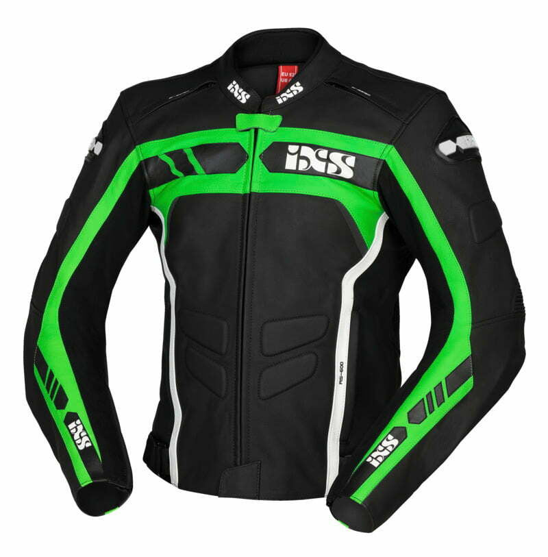 ixs lederen jas LD RS-600 1.0 zwart /groen /wit