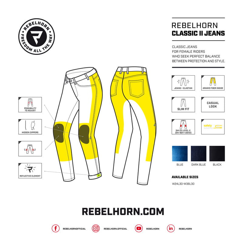 Rebelhorn Women Kevlar Mc-Jeans Classic II Dark Blue