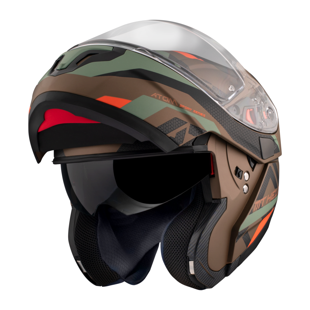 MT Helmets Öppningsbar Mc-Hjälm Atom Camo Gold