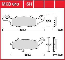 TRW Brake Pad Sinter Achter Street MCB843SH
