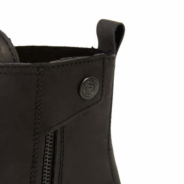 Sidovy av Rebelhorn Unisex MC-Stövlar Nomad Vintage med dragkedja och knappdetalj. Praktisk design för enkel på- och avtagning.