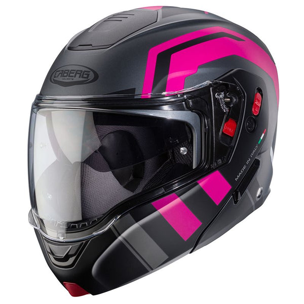 Helm caberg horus x road mat grijs/zwart/roze