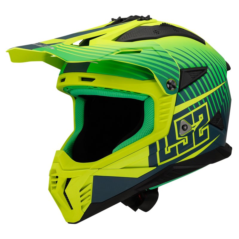 Helm ls2 mx708 fast ii duck mat groen/geel