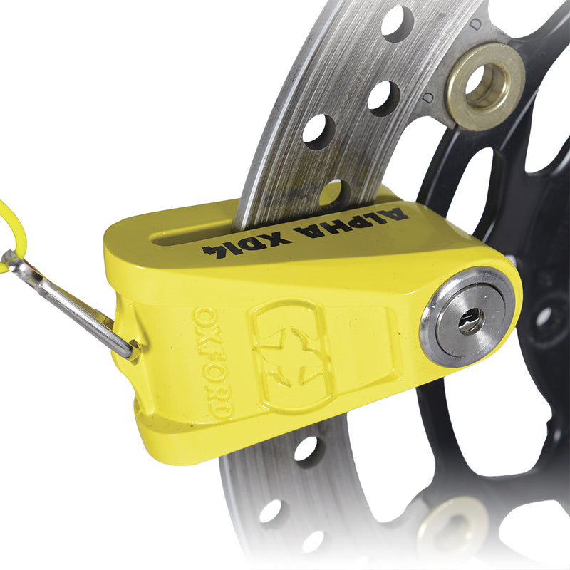 Oxford Skivbromslås Alpha XD14 Disc Lock - Ø14mm Gul