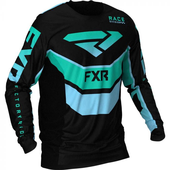 FXR Podium MX Cross Sweater 21 Zwart /Mint /Sky Blue